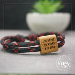 Pulsera de texto [4] Personalizada con grabado Pulsera de pareja Madera Regalo Día de la Madre Día del Padre Navidad San Valentín Paracord