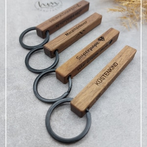 Keychain Personalized Walnut Wood Gift Mother's Day Father's Day Christmas Birthday Valentine's Day