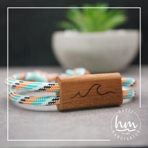 Pulsera de olas (larga) Pulsera personalizada grabada para pareja Regalo de madera Día de la Madre Día del Padre Navidad Día de San Valentín Paracord