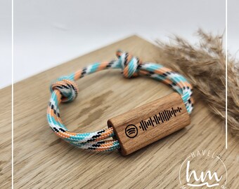 Spotify Armband [7] Personalisiert mit Gravur Partnerarmband Holz Geschenk Muttertag Vatertag Weihnachten Valentinstag Paracord