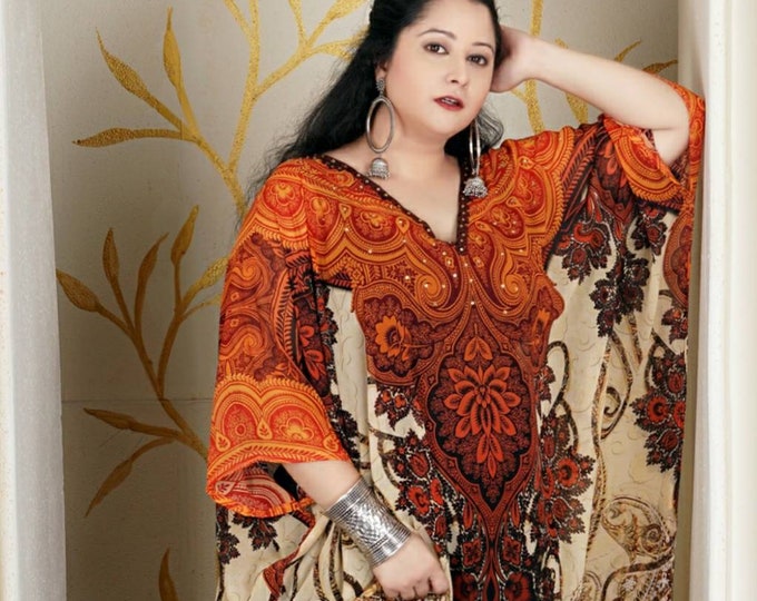 Light Embellished Maxi long kaftan with soft luxurious feel a perfect summer outfit 420