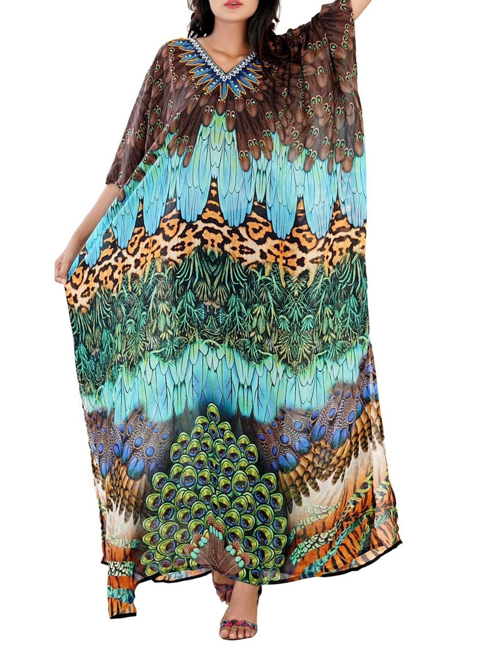 Animal Print Silk kaftan dress for women beach party kaftan | Etsy