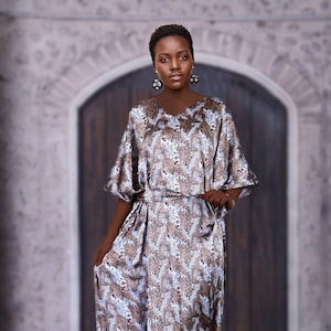 Animal print Full Length satin Silk Caftan Womens Silk Caftan Silk Beach Coverup Long Silk Dress Silk Kaftan  Beach Coverup
