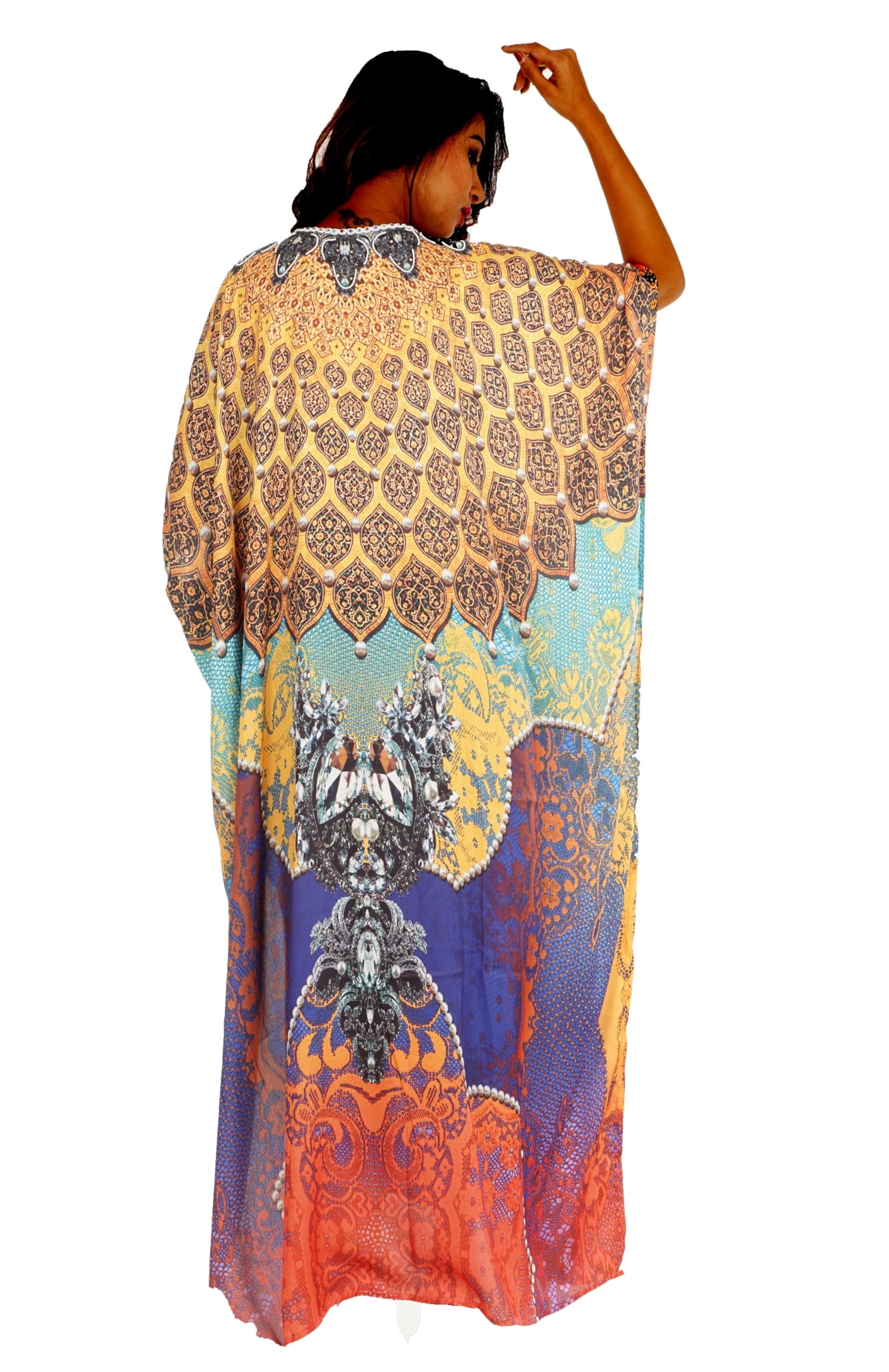 Beaded kaftan long silk kaftans silk caftan maxi dress resort Etsy