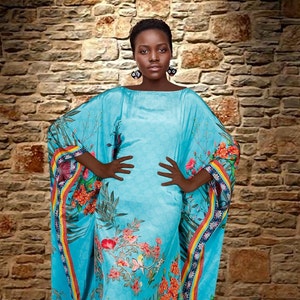 Floral print silk kaftan Butterfly Silk Caftan Silk Kaftan Plus Size Silk Kaftan Long Dress Kaftan Boho Dress Gift For Her