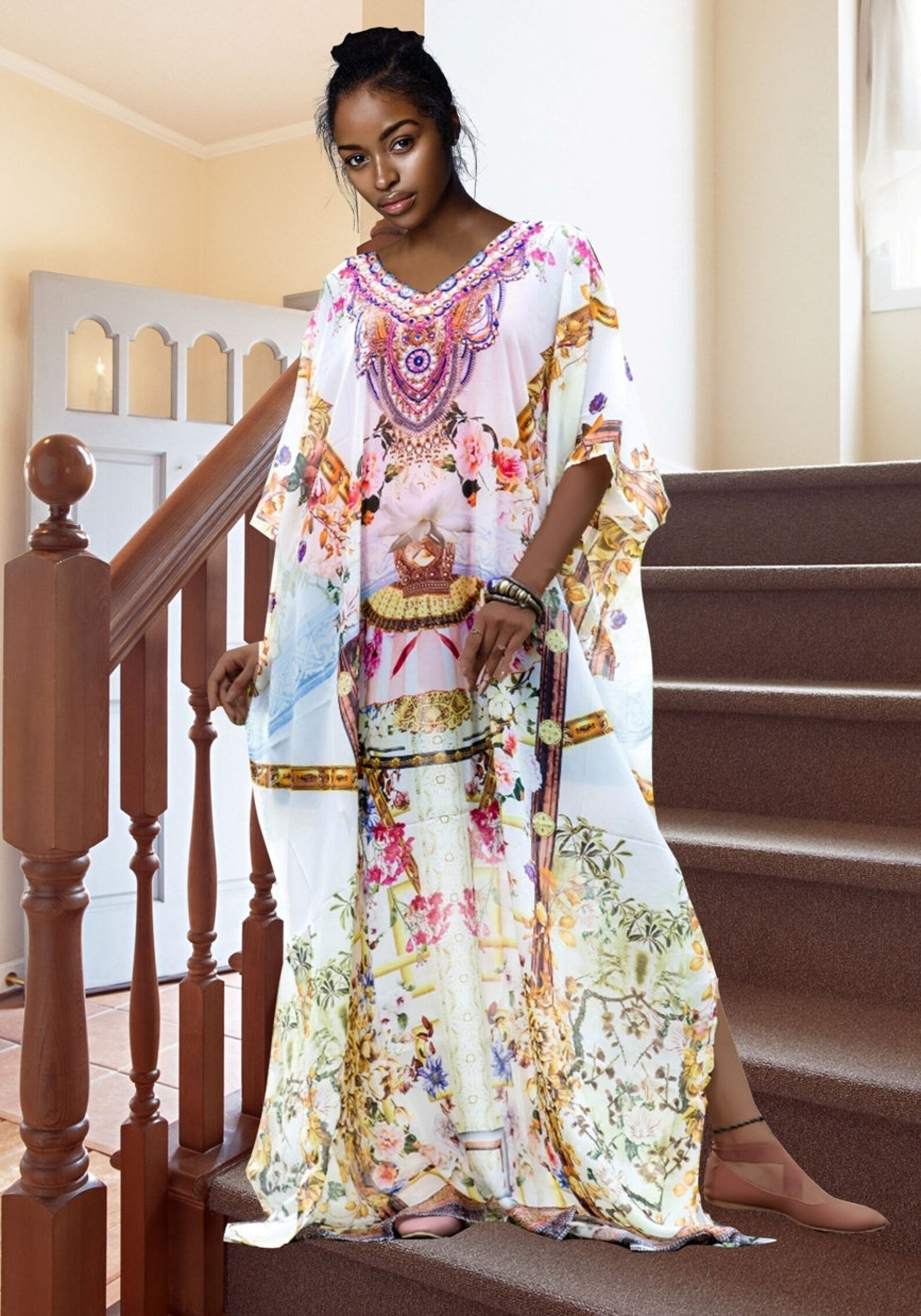 Imprimé floral Kaftan longue robe de kaftan styles robe Etsy