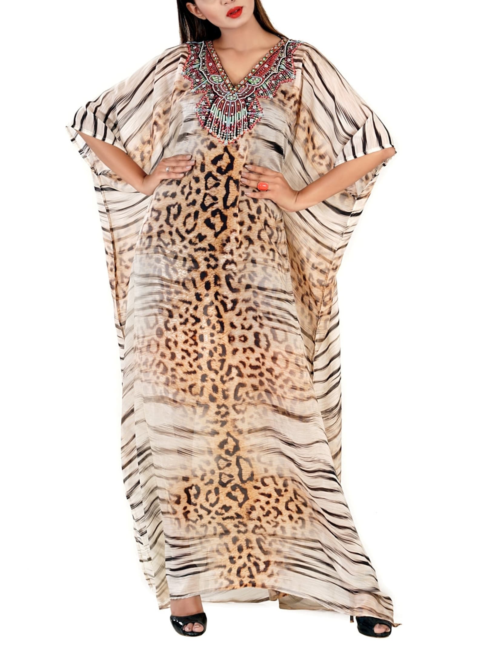 Leopard print silk kaftan beach party kaftan dress silk Etsy