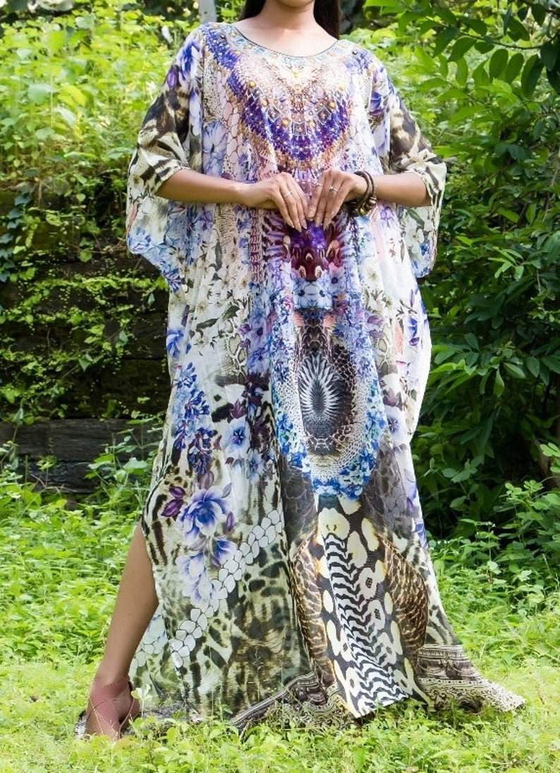 Animal Print silk kaftan dress pure silk caftan plus size silk caftans long silk caftan beautiful kaftan beach wear caftan