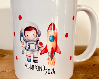 Tasse, Schulkind 2024, Einschulung, Geschenk, Astronaut