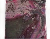 poured paint ceramic tile coasters sealed with epoxy resin finish fluid art coaster tiles kitchen accessories bar accessories