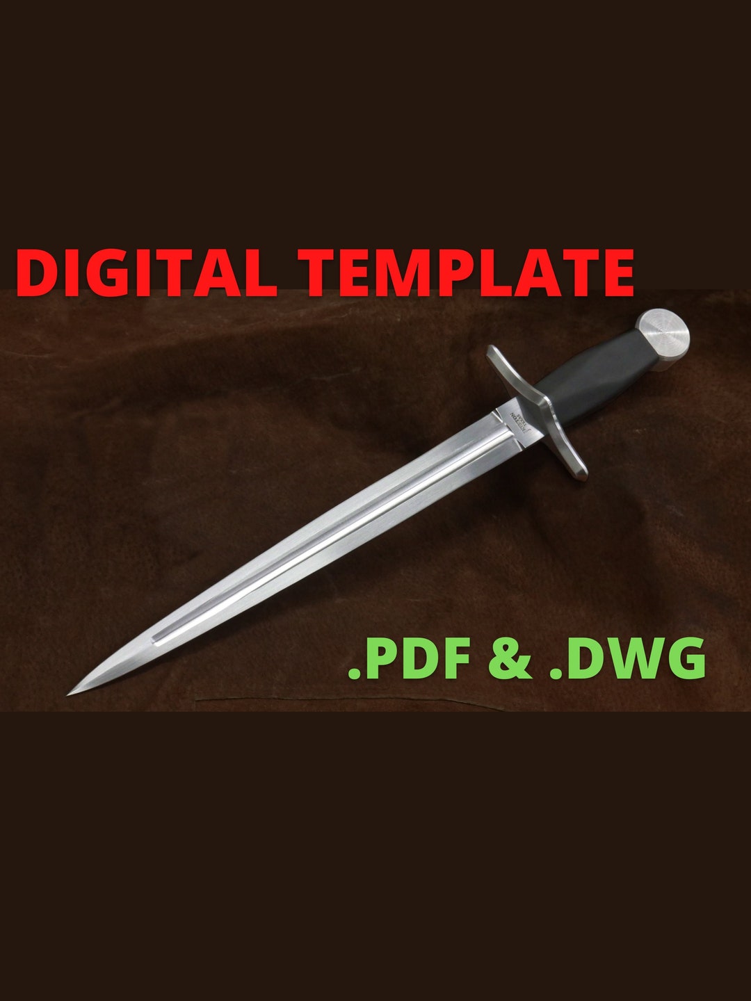 Crusader Dagger Template Digital Download .pdf, .dxf, .dwg CAD Files Crusader Dagger Template Digital Download .pdf, .dxf, .dwg CAD Files