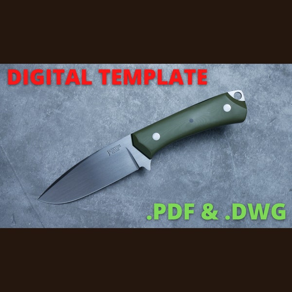 EDC Knife 2022 - Digital Download (.pdf & .dwg CAD file) - Knife Template - Downloadable Knife Profile