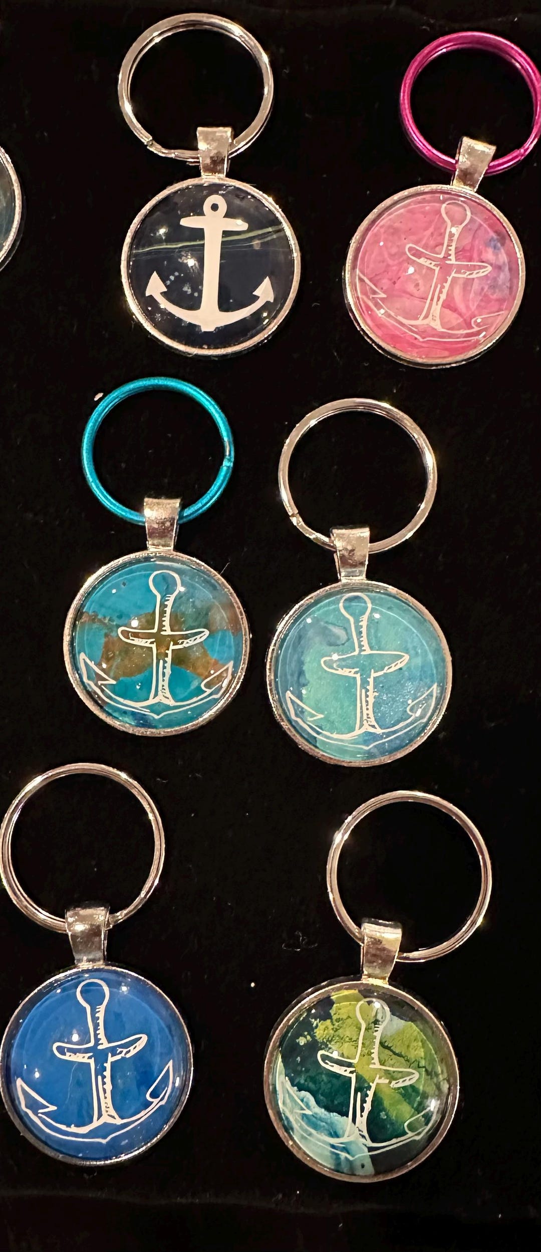 Colorful Acrylic Art Set of 6 Anchor Key Rings - Etsy