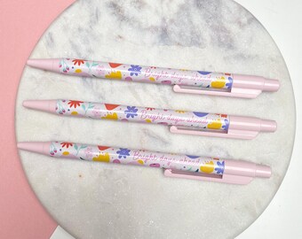 Bright Days Ahead Floral Ballpoint Pen - Black Ink - Stationery - Desk Essentials