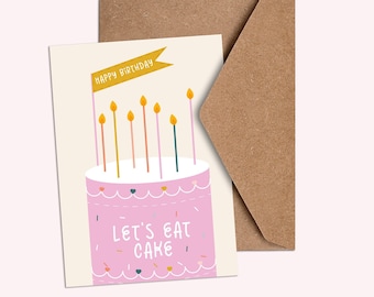 Let's Eat Cake Birthday Card: Colorful Celebration