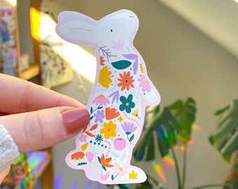 Floral Rabbit Sticker | Bunny Sticker | Laptop Sticker | Journal Sticker | Cute Rabbit Sticker