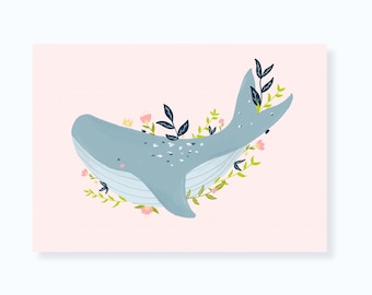 Whale Illustration | Print | Sea life Print | Nautical Illustration | Home prints | Wall Art | Children's bedroom print | Nautical