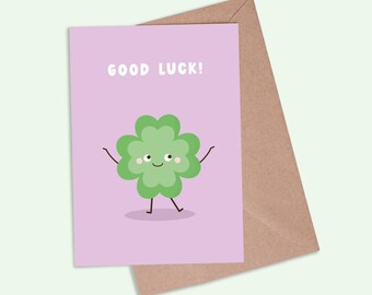 Good Luck Card: Four Leaf Clover - New Job, Exams, Graduation