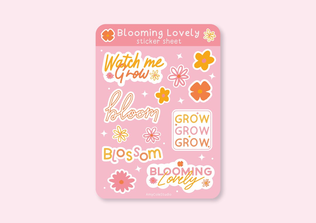 Blooming Lovely Sticker Sheet / Sticker sheet / Floral / Cute Stickers / Scrapbook Stickers