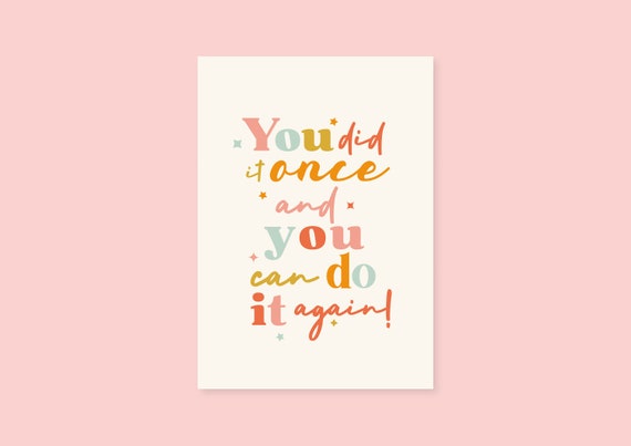 Inspirational Print: You Can Do It Again - Motivational Office Art