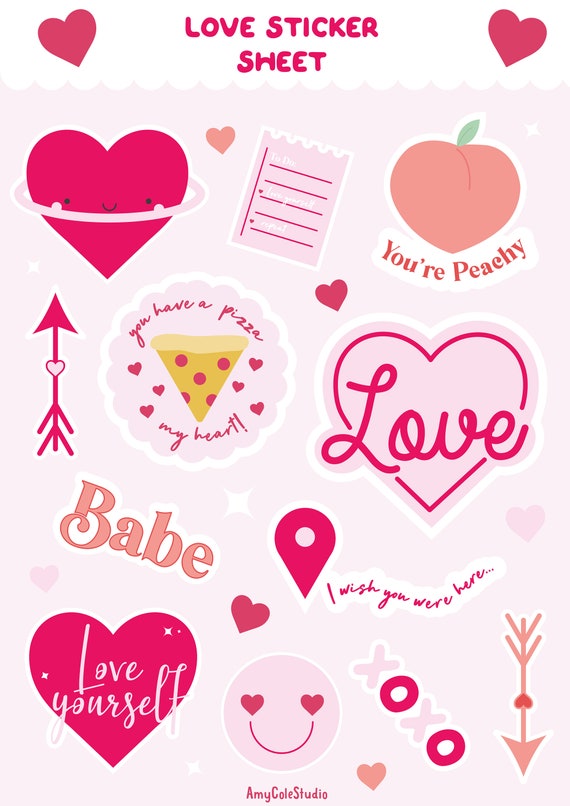 Love Sticker Sheet Valentines Day Stickers Cute Stickers Journal Stickers  Laptop Stickers Scrapbook Stickers -  Sweden