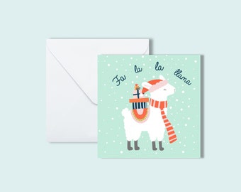 Fa la la llama Christmas Card, Greetings Card