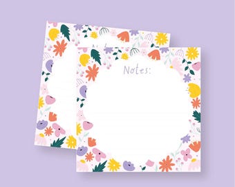 Floral Notes Memo Pad - hand illustrated - Lined Notepad - To Do List - Teacher Pad