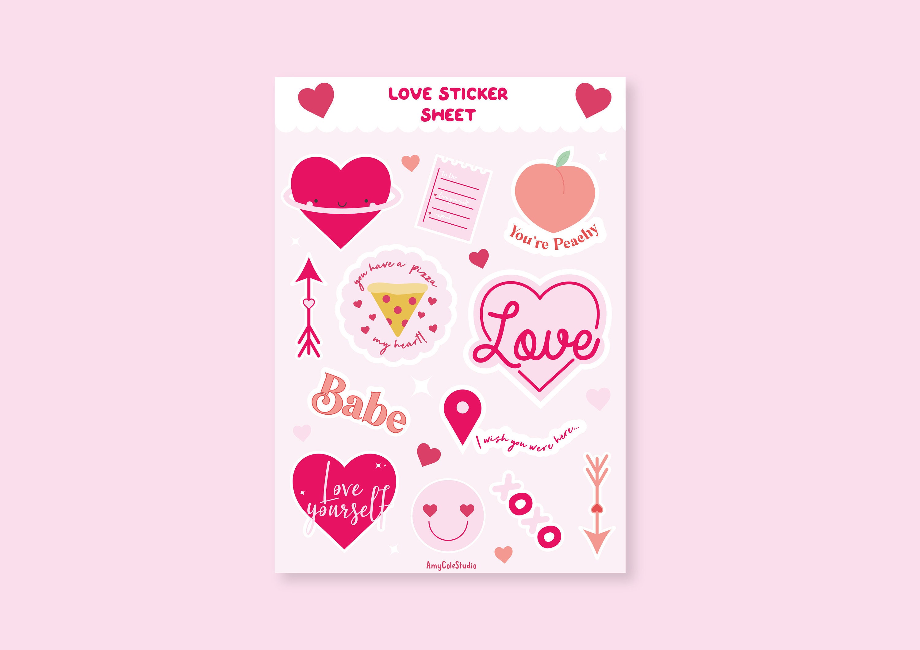 Love romantic stickers. Cute sticker for letter or diary, po