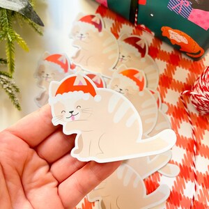 Holographic Christmas Cute Cat Sticker
