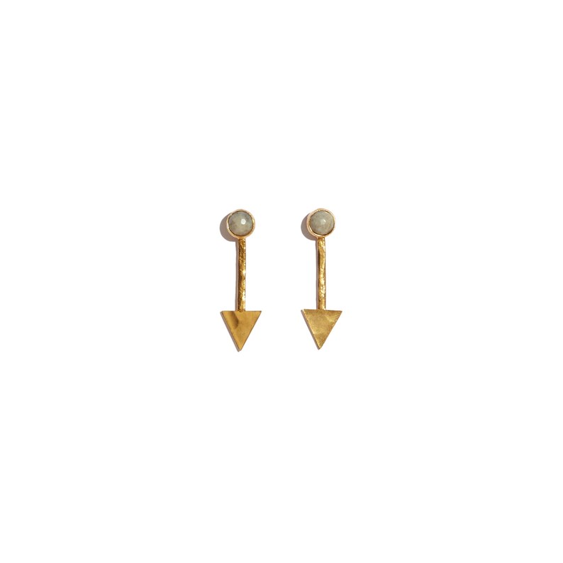 Gemstone Jewelry Gold Plated Birthstone Handmade Labradorite Arrow Drop Stud Earrings