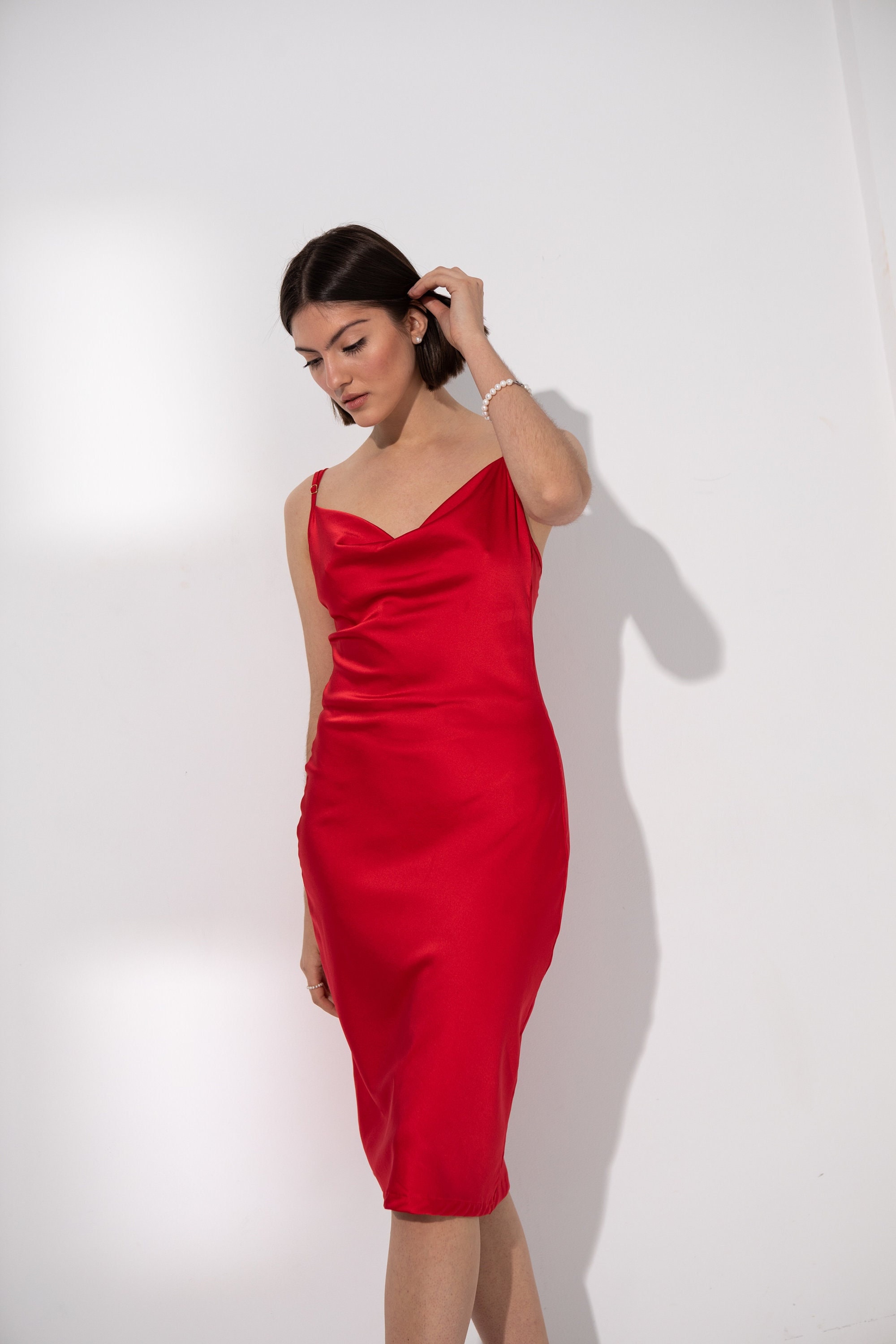 Red Silk Slip Midi Dress Silk Slip Trends Dress Bridesmaid