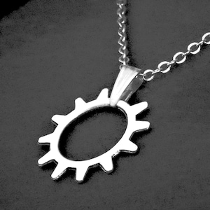 Unisex Simple Cog Gear Necklace, Steampunk Jewellery, Cord or Chain