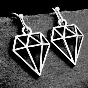 Diamond Shape Earrings, Geometric Jewellery, Clip on or Pierced Options