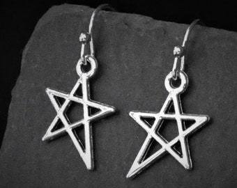 Unusual Star Earrings, Pentagram Jewelry Gifts Clip on or 925 Sterling Silver, Lever Back, Stainless Steel Stud Threader, Hypoallergenic