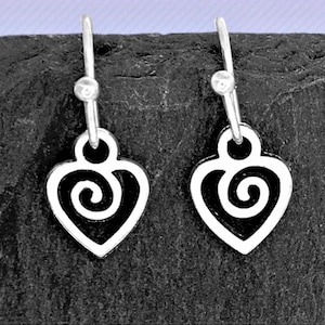 Heart Spiral Earrings, Minimalist Swirl Jewellery, Clip on or Pierced Options