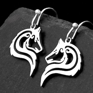 Minimalist Wolf Head Earrings, Gold or Silver Stainless Steel Spirit Animal Jewellery, Clip on or Pierced Ear Options