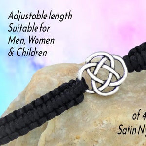 Celtic Knot Bracelet, Unisex Dara Knot Jewelry Gift, Infinity Knot Adjustable Macrame with Charm, Woven Knotted Cord String Custom Colour