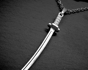 Katana Necklace, Samurai Sword Pendant, Cord or Chain, Unisex