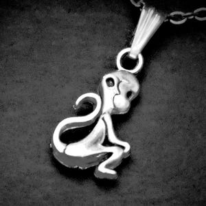 Monkey Necklace, Unisex 3D Animal Jewellery, Cord or Chain