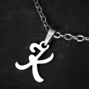 Initial Letter Pendant Necklace on Cord or Chain, Dainty Stainless Steel Unisex Small Alphabet Choker, Adjustable Rope or 16 18 20 22 24 30"