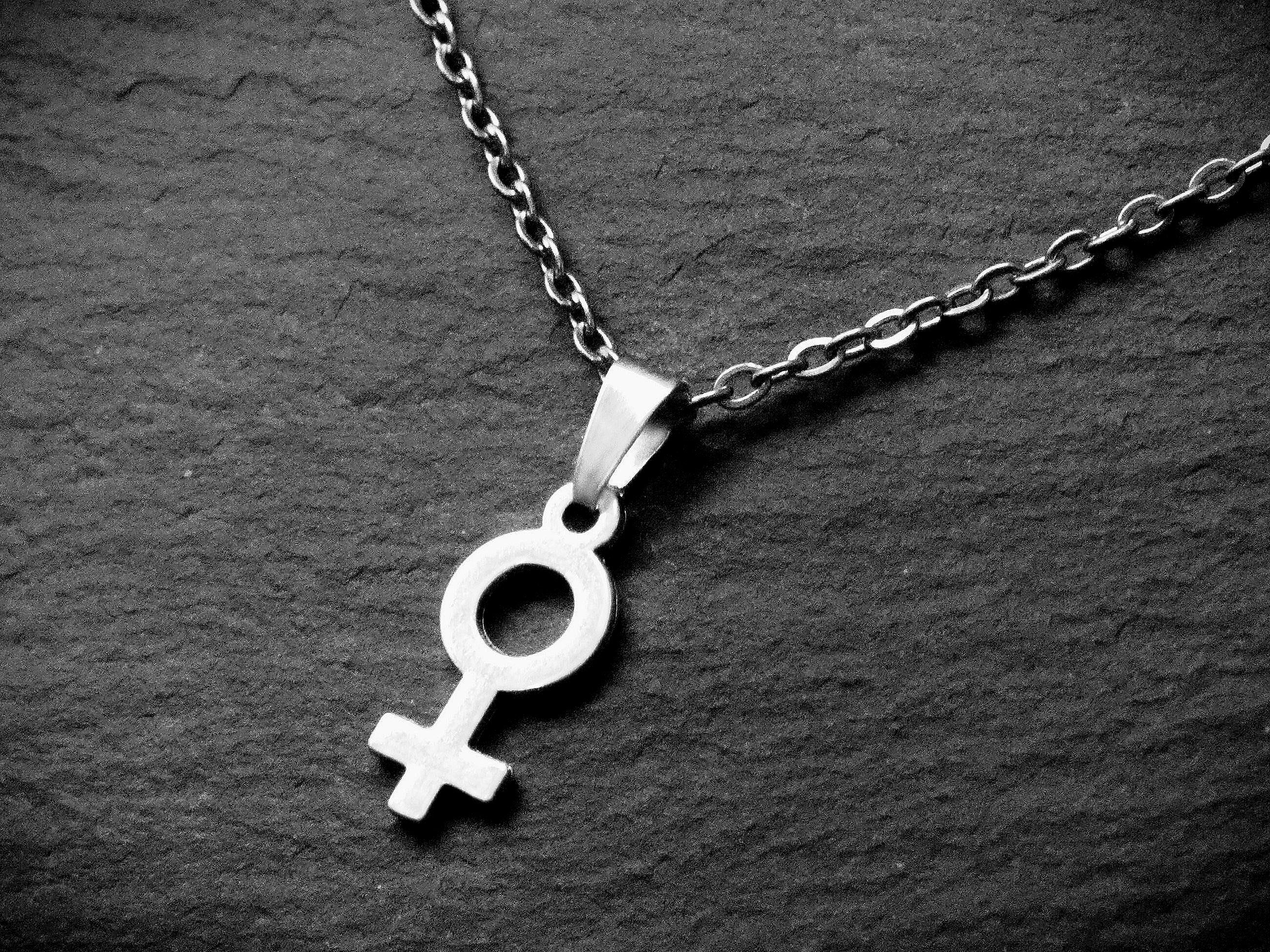 Venus Pendant Necklace, Female Symbol Jewellery, Cord or Chain