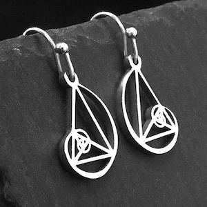 Small Fibonacci Spiral Earrings, Stainless Steel Golden Ratio Jewellery, Clip on or Pierced Options