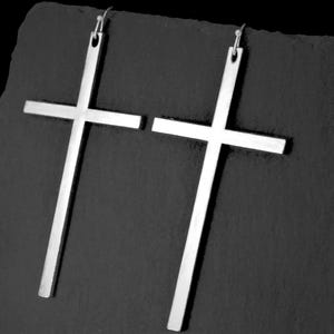 Large Long Cross Earrings, Statement Jewellery, Clip on or Pierced Options