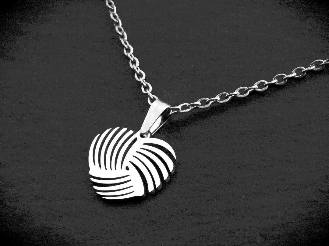 Yarn Ball Heart Necklace, Silver Stainless Steel Crochet Lover Pendant ...