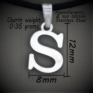 Initial Necklace, Silver Stainless Steel Letter Jewellery, Cord or Chain image 4