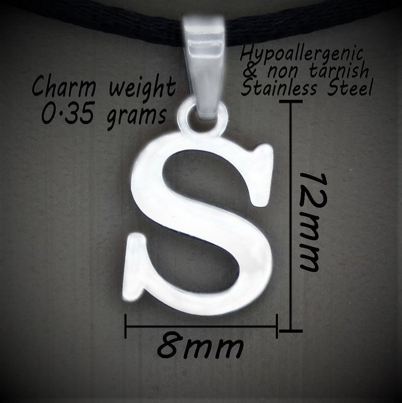 Initial Necklace, Silver Stainless Steel Letter Jewellery, Cord or Chain image 4