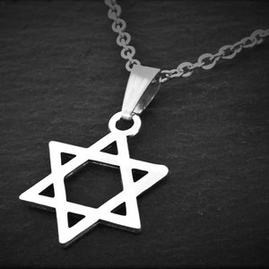 Unisex Simple Star of David Pendant Necklace on Cord or Chain, Jewish Star Jewelry Gift Adjustable Choker or 16 18 20 22 24 26 28 30 inch