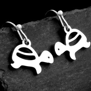 Minimalist Tortoise Earrings, Gold or Silver Stainless Steel Turtle Jewellery, Clip on or Pierced Options