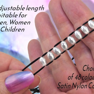 Unisex Counting Bracelet, Anxiety Fidget Jewelry Gift, Sliding Beads, Adjustable Length Cord Rope String with Solid Stainless Steel Beads