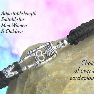 Skeleton Bracelet, Unisex Halloween Jewelry Gift, Adjustable Macrame Cord Kids, Men & Women, Halloween Gift for Children, Custom Colour,